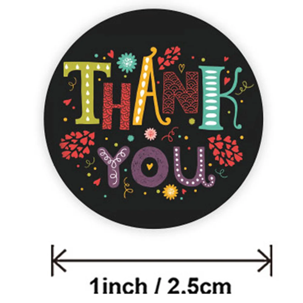 50-500pcs Thank You Stickers Round Gift Seal Label Sticker Diary Stationery Stickers For Wedding Party Decor Handmade Sticker