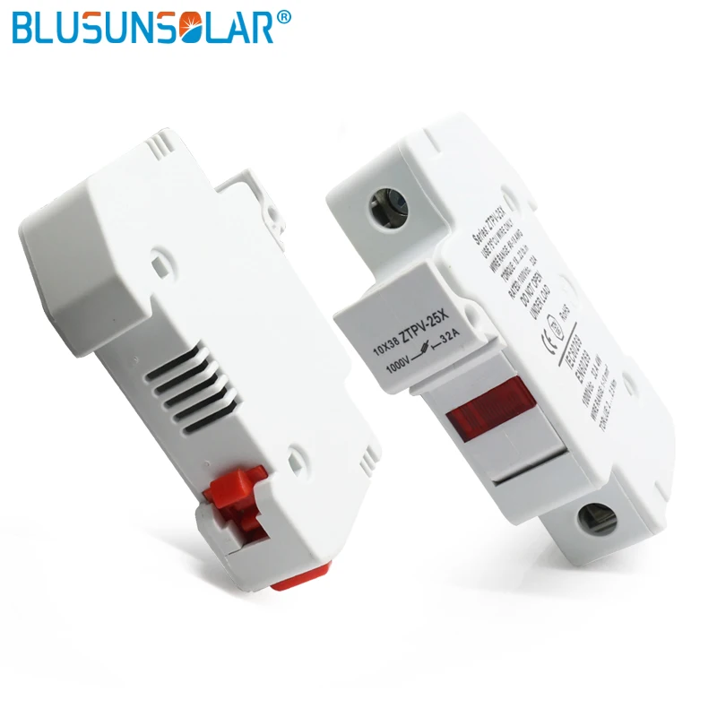1P Parallel DC Fuse Holder 10*38mm High Voltage Solar PV 1000V Solar Fuse with LED Fuse Holder for Solar PV System Protection
