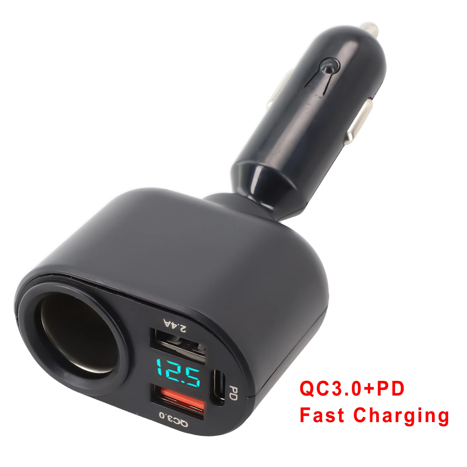 New Practical Car Charger Socket Splitter 360 ° Auto Parts Black DC 5V Fast Charging Phone Charger Replacement