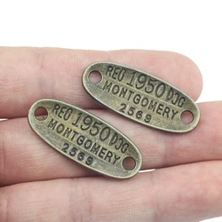 High Quality 20 Pieces/Lot 33mm*13mm Antique Bronze Words Tags Charms For Bracelets