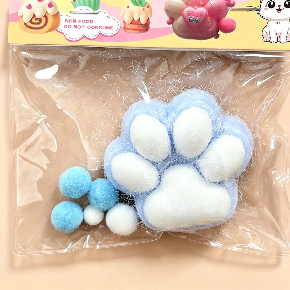 Cute Cat Paw Soft  Toy,  Squishy Toy with Shiny Confetti & Heart Details, Mixed Gentle Colors, Ideal for Easter Egg Basket Fille view 4