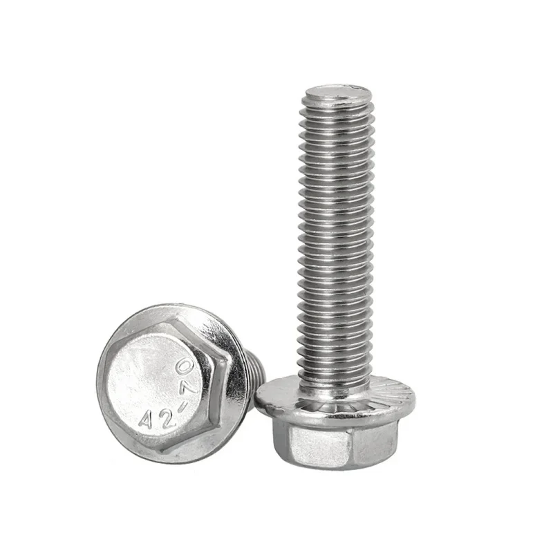 Hex Bolt M4 M5 M6 M8 M10 M12 304 Stainless Steel External Hex Outer Hexagon Head Flange Cap Screw with Serrated Washer