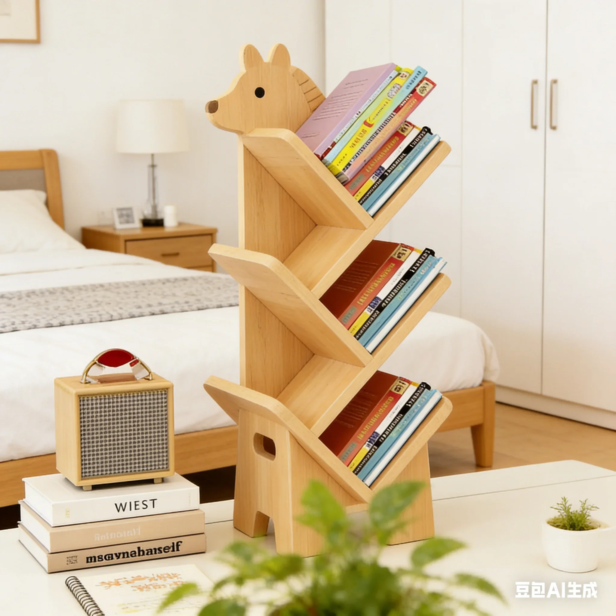 AOLIVIYA Modern Light Wooden Desktop Bookshelf With Bookcases Student Book Stand Reading Rack For Picture Storage Desk Organizer