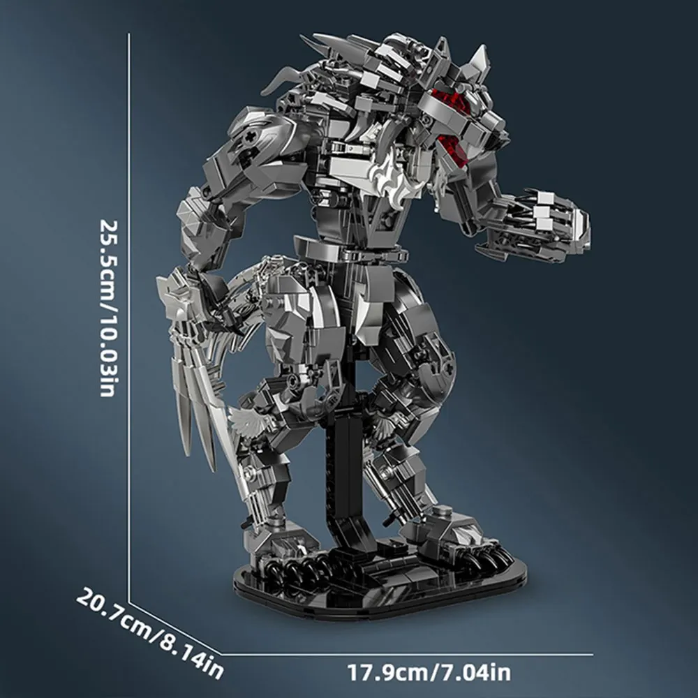 813PCS Dark Night Werewolf Building Blocks Silver Armor Mechan Werewolf Model Bricks Desktop Decoration Toys Kids Holiday Gifts