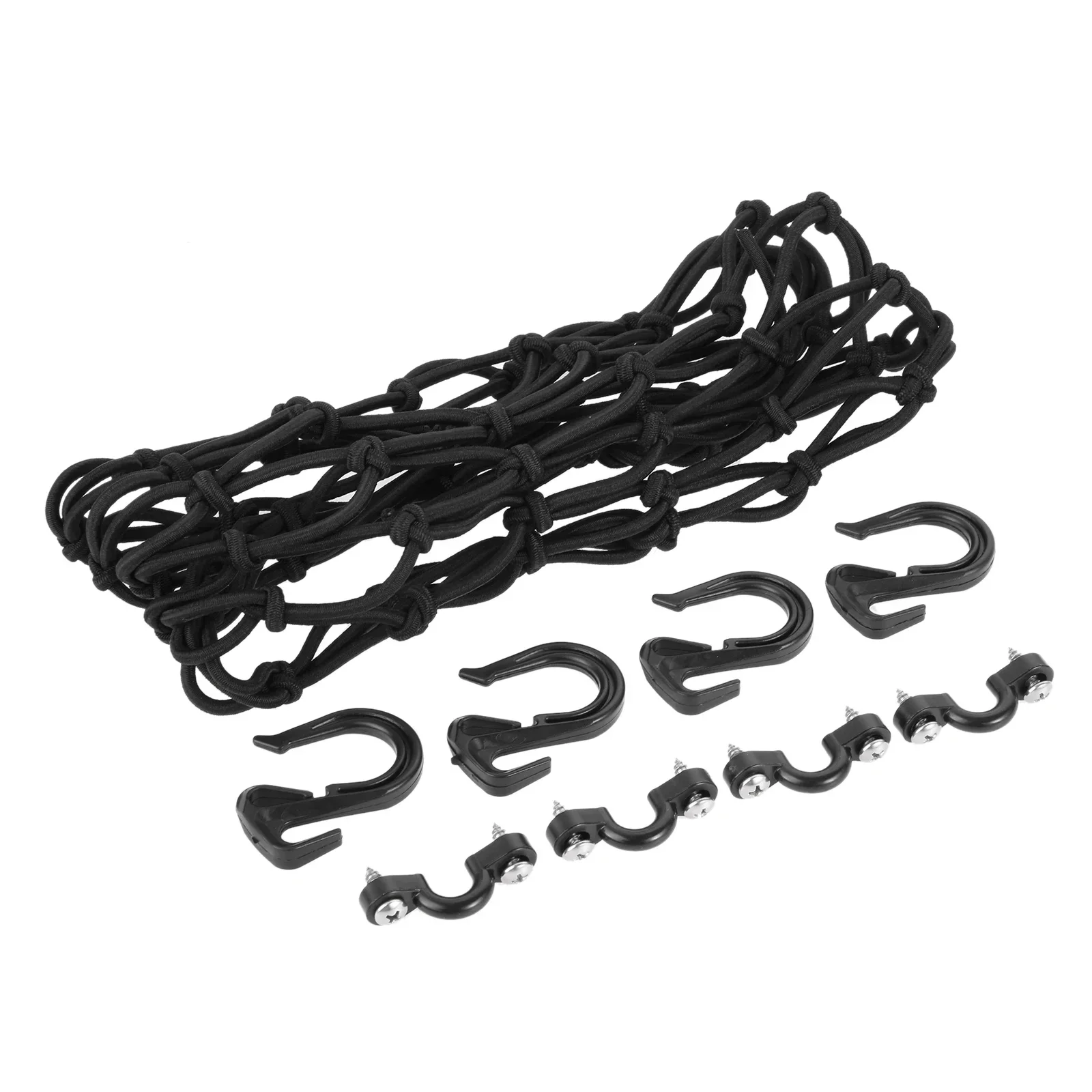 Universal Marine Boat Canoe Rigging Kayak Deck Cargo Luggage Bungee Net Elastic Net Rope Hook Mesh Lashing Hooks with Screws Set