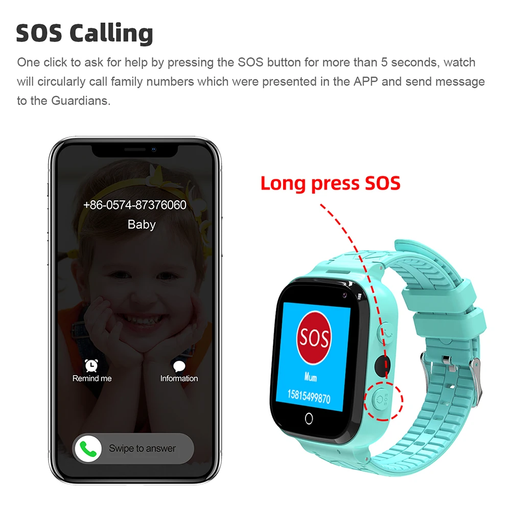 New Kids Smart Watch GPS Tracker SOS Monitor Position Baby Phone Watch Children Smartwatch for IOS Android