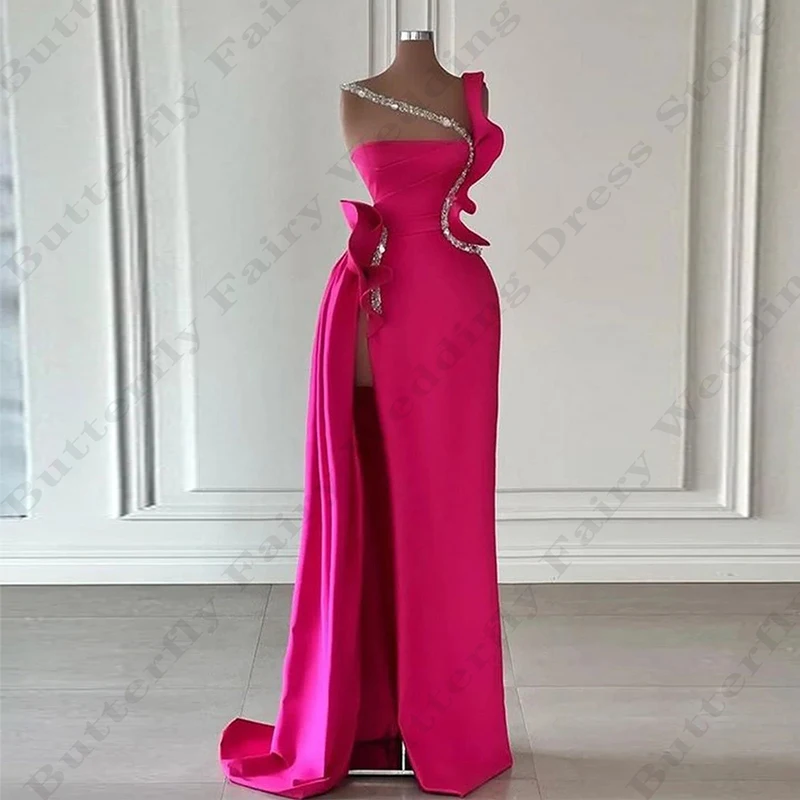 Sexy Backless Luxurious Evening Dresses For Women Beading Elegant Off Shoulder Sleeveless High Split Mopping Party Prom Gowns