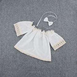 Adorable Head Decoration for Newborn Girls' Photography Outfit - Lacy Pullover Bare-shouldered Dress with Bowknot