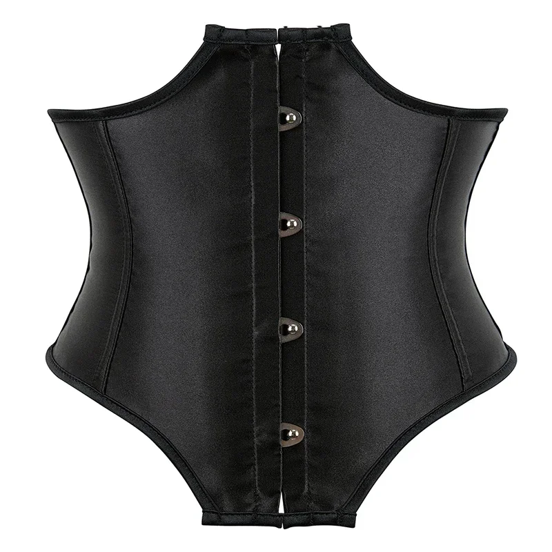 

Underbust Corset Top Satin Sexy Women Waist Cincher Gothic Lingerie Vintage Shape Body Belt Plus Size Costume Black