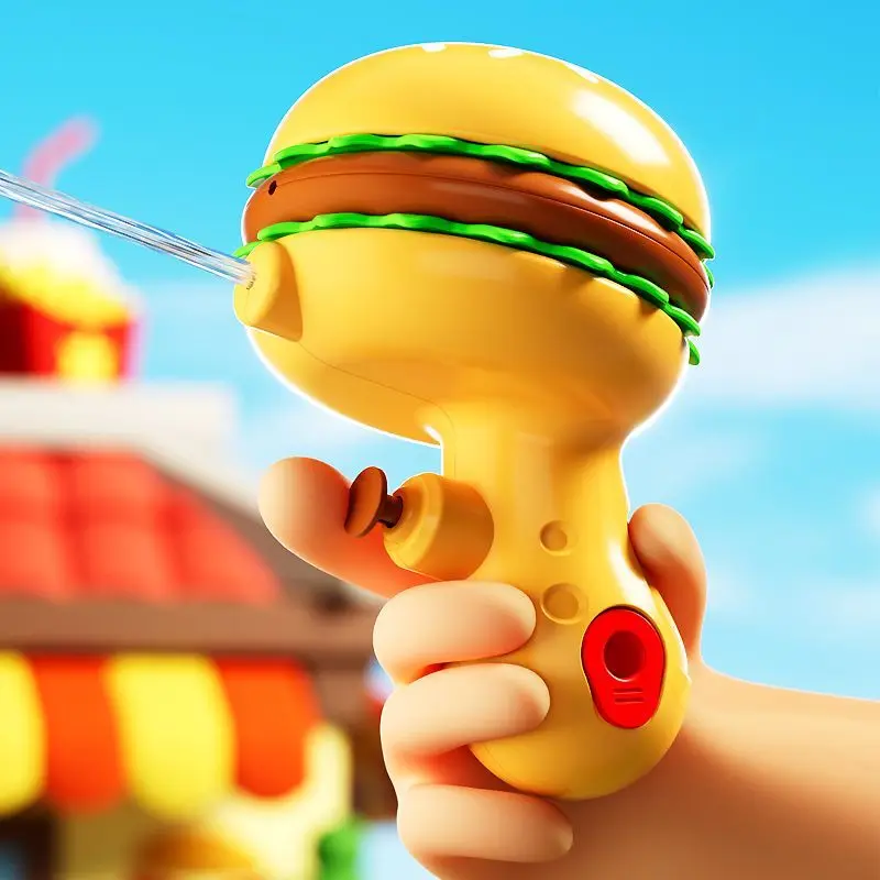 

1 PCS French Fries Hamburger Burger Water Gun Spray Hamburg Water Pump Guns Toy Water Pistol Novelty Kids Toys