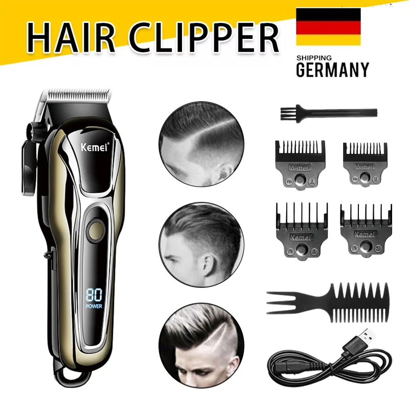 Kemei المهنية مقص الشعر قابلة للشحن المتقلب الرجال الكهربائية القاطع آلة قطع الشعر LCD اللاسلكي أداة تهذيب اللحية KM-1990