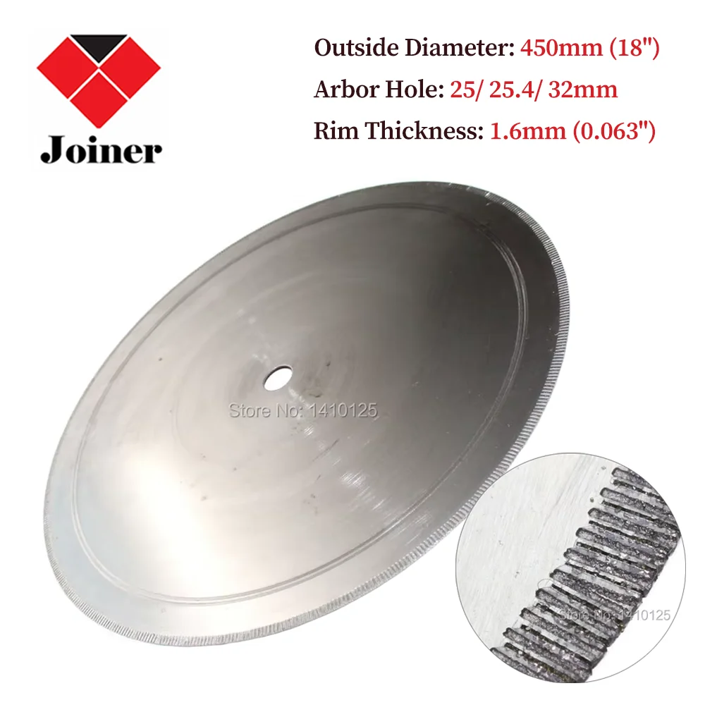 

18" inch 450mm Notched Rim Thickness 1.6mm Lapidary Diamond Saw Blade Rock Slab with Bushing 1" 3/4" 5/8" Tools for Stone Gems