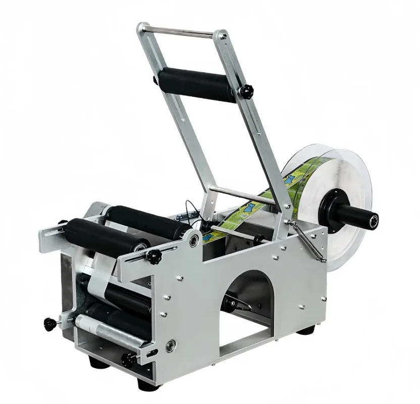 MT 50 High Efficiency Semi Automatic Round Bottle Labeling Machine Self Adhesive Labeler for Glass Plastic Bottle