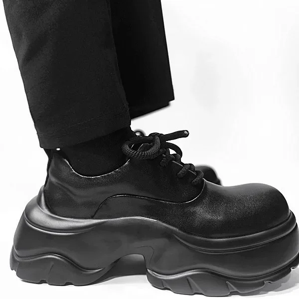 

Platform Genuine Leather Mens Casual Shoes Thick Bottom Increase Men Sneakers Trendy Man Oxfords Shoes Formal Dress Footwear