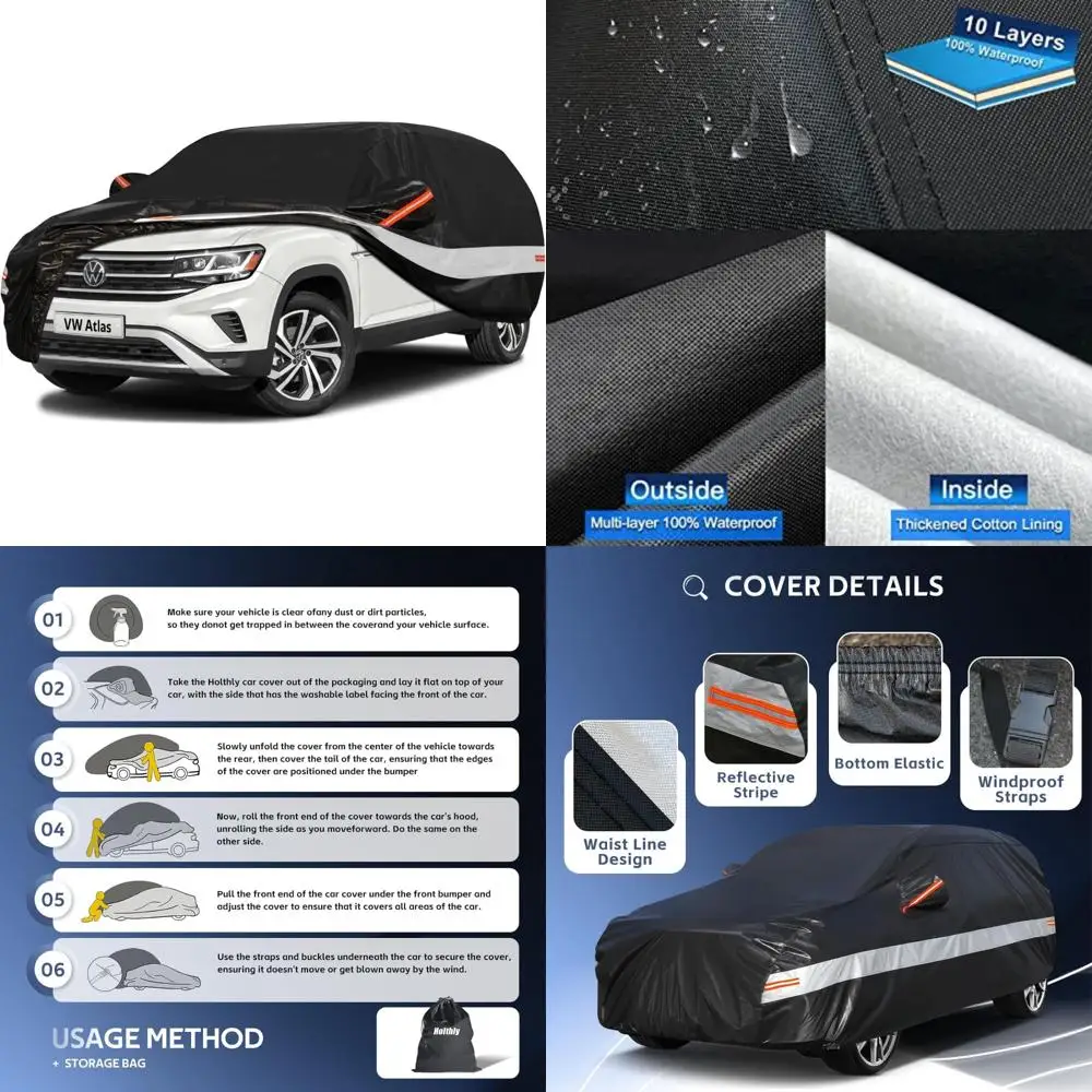 

Custom Waterproof SUV Car Cover - 10 Layers All Weather Protection for 2017-2024 Models, Outdoor Full Coverage Automobile Cover