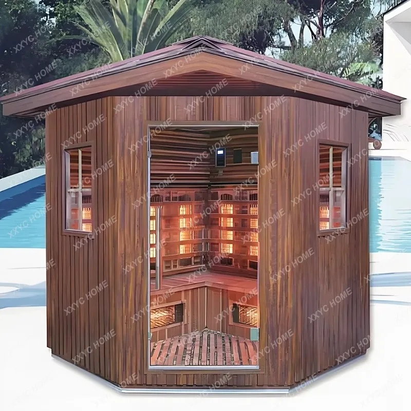 XX Indoor Wooden Sauna Person Home Far Infrared Sauna Room With Stove For Backyard Mini Wooden Barrel Steam Sauna