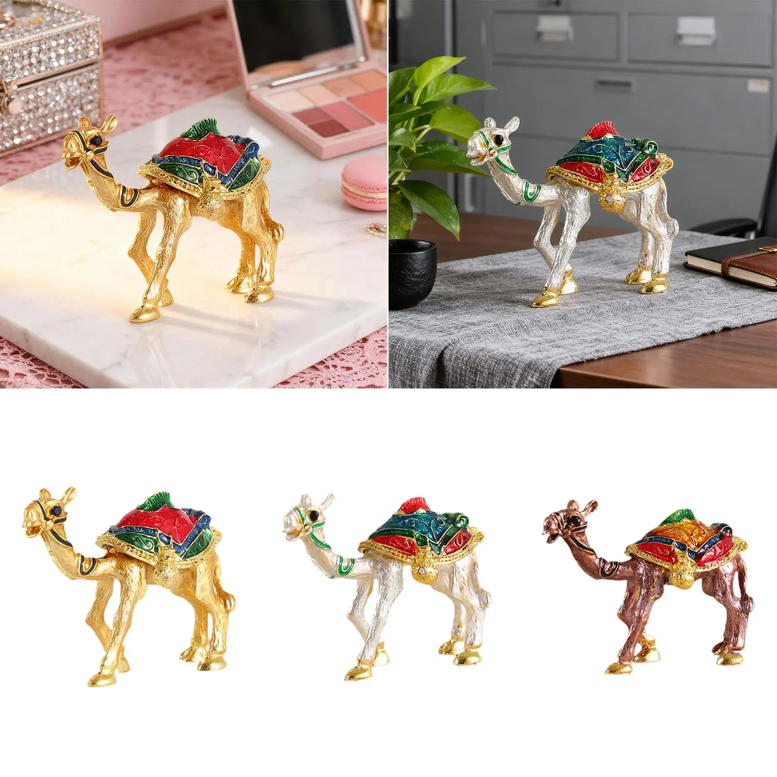 

Figurine Enamel Jewelry Dresser Decor Hinged Vintage Organizing Rings and Earrings Small Trinket Boxes