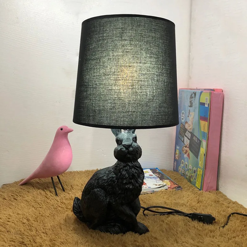 WPD Nordic Table Lamp Modern Creative Resin Desk Light LED Rabbit Shape Decorative for Home Children Bedroom Living Room