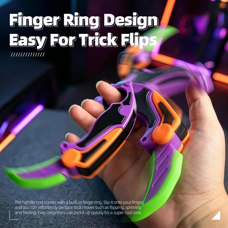 New 3D Printing Plastic Claw Knife Foldable Spinning Soft Silicone Safe Desk Fidget Toy Stress Release Hand Flip Game Adult Toy - view 2