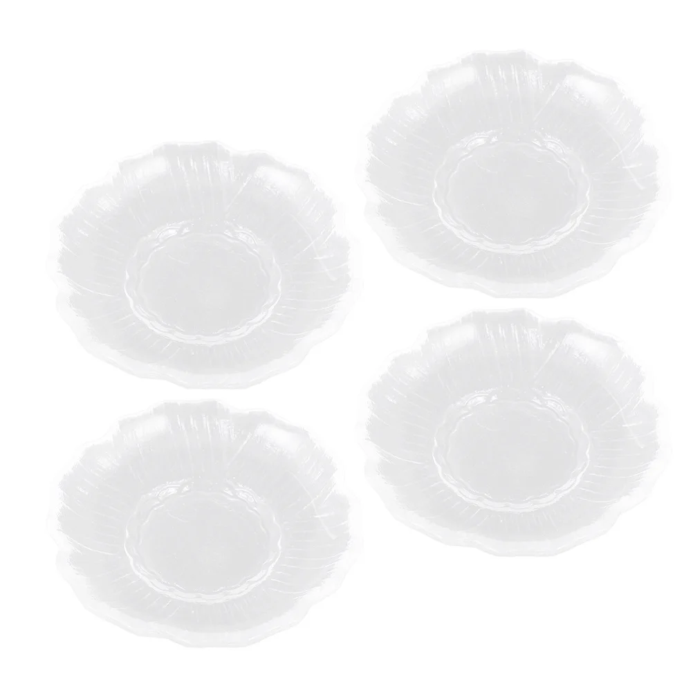

4Pcs Round Clear Glass Tea Saucer Small Dish Tea Bag Plate Snack Holder Coffee Cup Coaster Dessert Tray Small Glass Dish