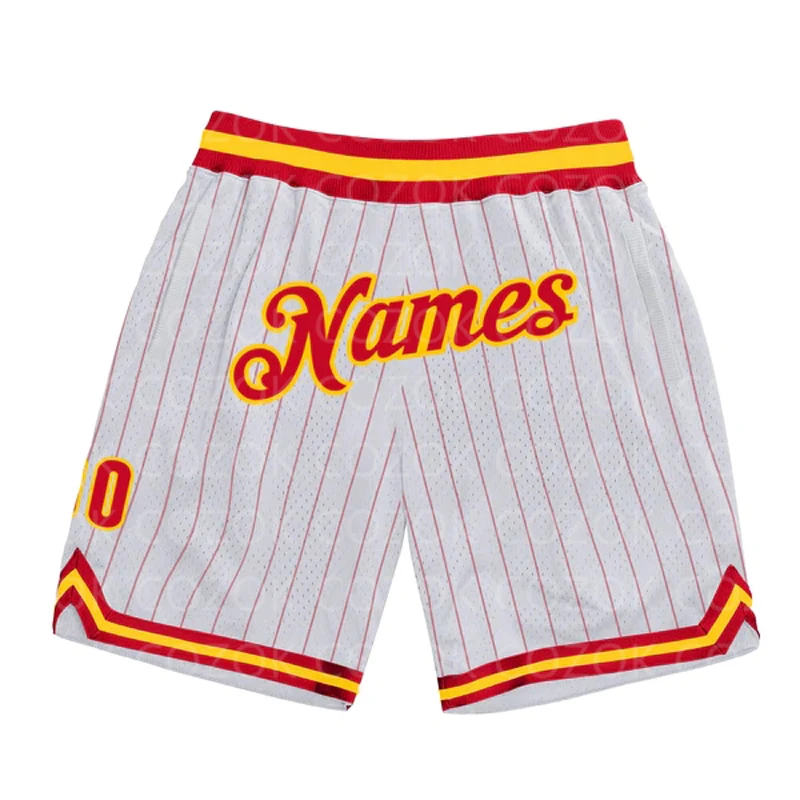 Custom White line Authentic Basketball Shorts 3D Printed Men Shorts Name Mumber Quick Drying Beach Shorts