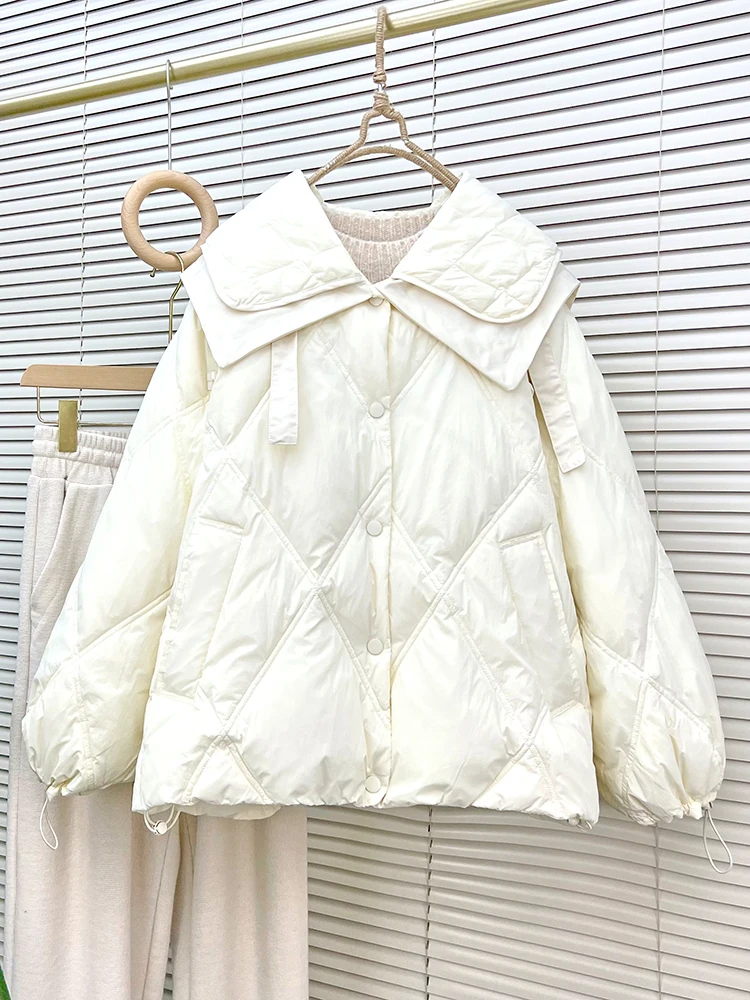 Parka à capuche épaisse et chaude pour femme, manteau en duvet de canard blanc 2023, couleur bonbon, vêtements d'extérieur pour la neige, hiver 90%