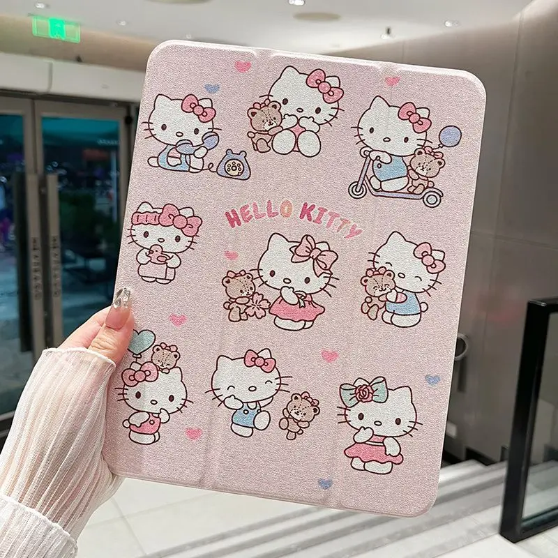 Cartoon Hello Kitty Case For iPad Mini 6 8.3 Air 1 2 3 4 5 Pro 11 2018 Inch 7/8/9th Gen 10th Generation Acrylic Protective Cover