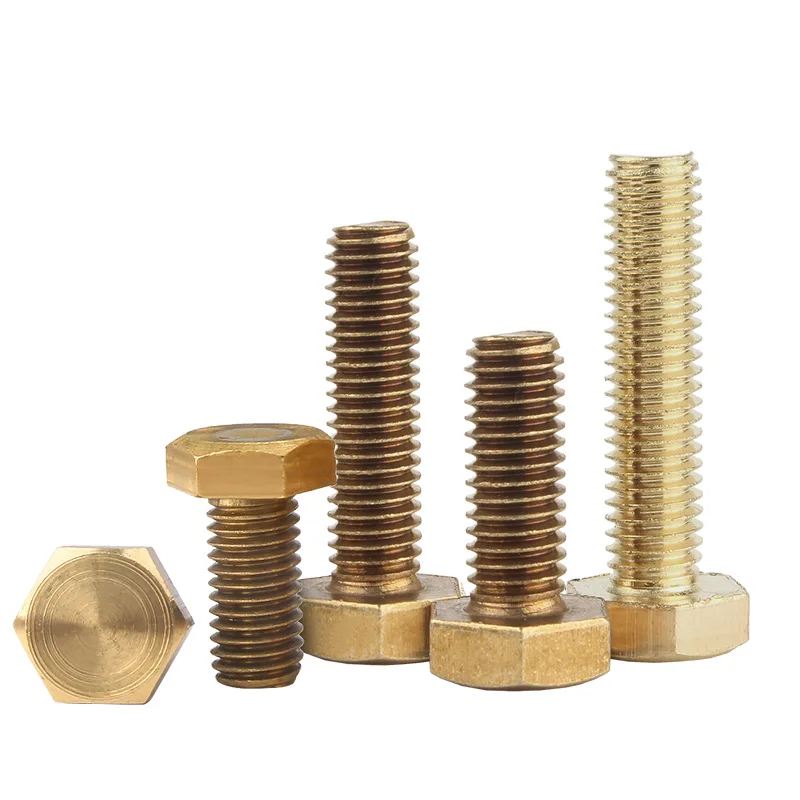 Brass Copper Hex‑Head Metric Machine Screw Bolt M3‑M12 External Thread Fastener DIY Fabrication Raw Stock Accessory Parts