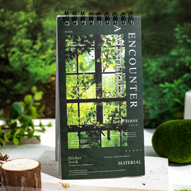 Green Plant Theme Die Cut Sticker Book 24 Pcs Decorative Journal Stickers for Handmade Scrapbooking Japanese Stationery Supplies
