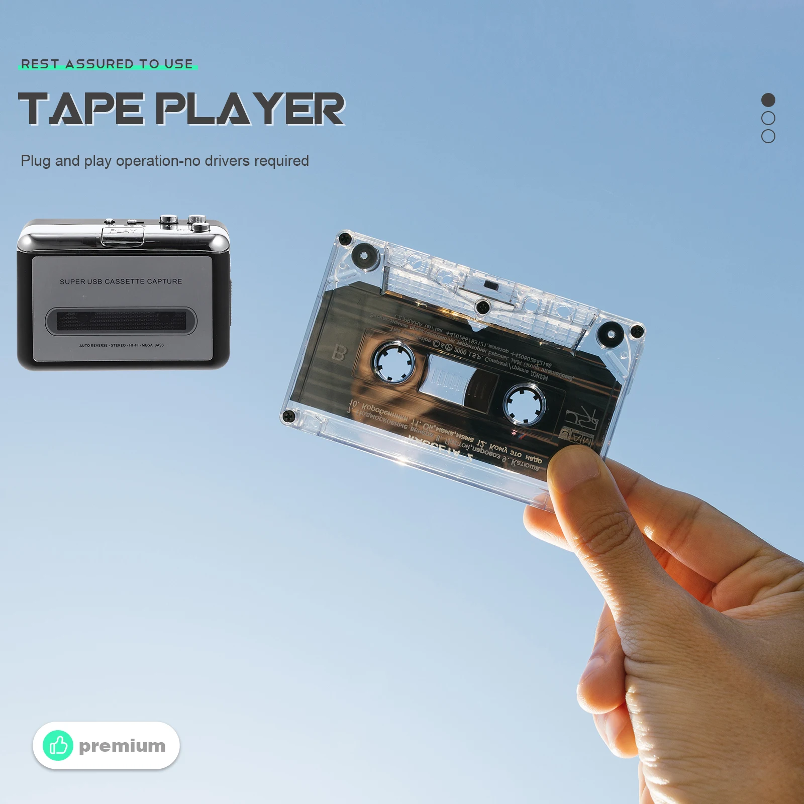 

USB Portable Cassette Tape Converter Compact Design USB Powered Tape to Mp3 Converter High Quality Music Player for Car