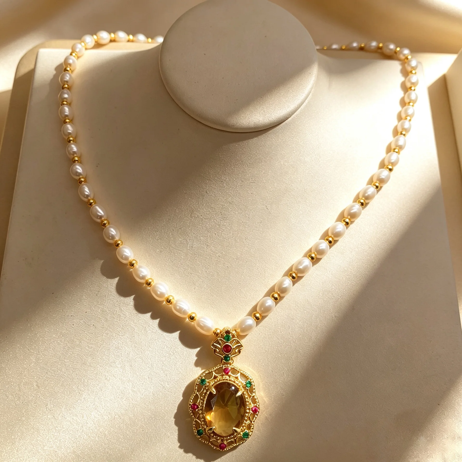 

Freshwater Pearl Necklace Retro Court Color Changing Pendant Elegant Temperament Clavicle Chain Women Daily Fashion Jewelry