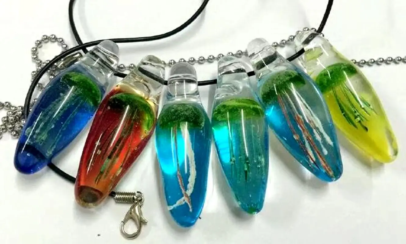 12 pcs Fashionable Green Jellyfish Pendant Mixed Back Cool Jewelry Making Supplies Jellyfish Jewelry