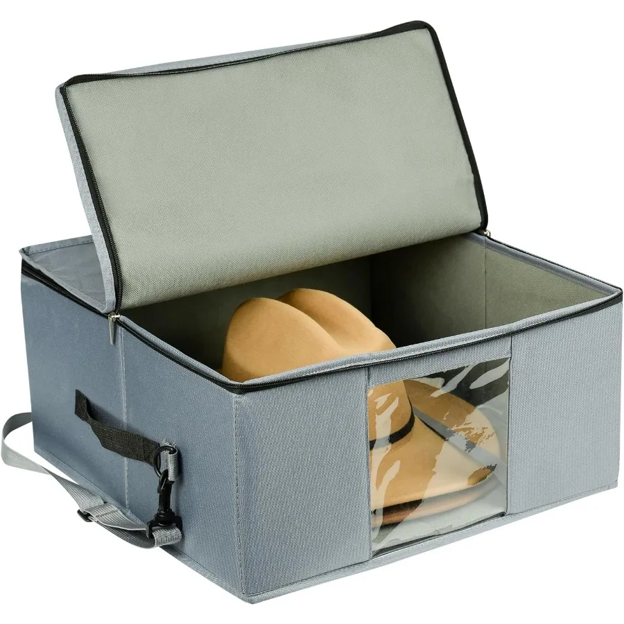 

Hat Storage Box for Travel and Home Storage Dustproof Foldable Hat Travel Case for Fedora Panama Straw Cowboy Beach Hat Grey