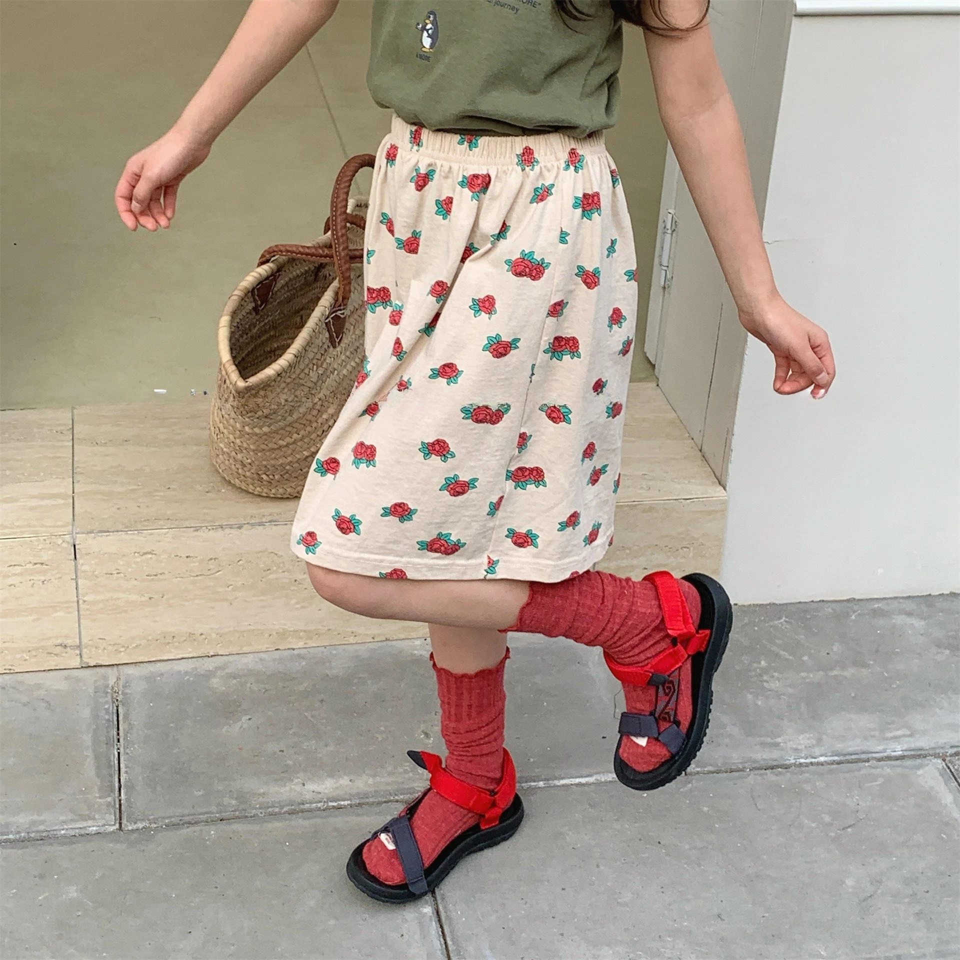 2026 Summer Girls Floral Print SkirtComfortable Casual Half‑Body Skirt Kids Bottoms For Little Girls