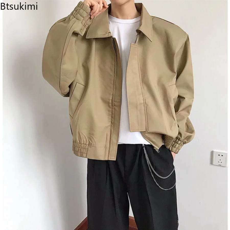 New 2025 Men's High Street Casual Coats Spring Autumn Luxury Sense Senior Vintage Shoulder-Padded Short Bomber Jackets for Men