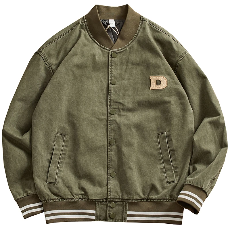 メンズアメリカンレトロ野球ジャケット,純綿,ウォッシュ,レジャーコート,ファッション服,新しい秋冬,2023