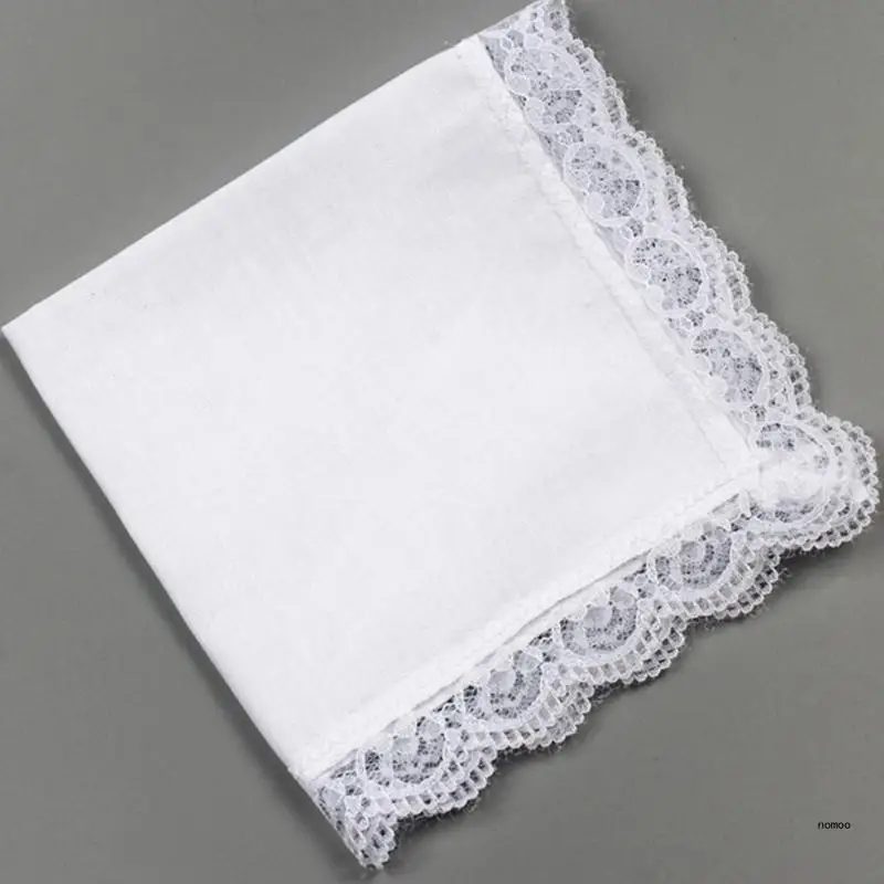 Lightweight White Handkerchief Cotton Lace Trim Super Soft Washable Chest Towel