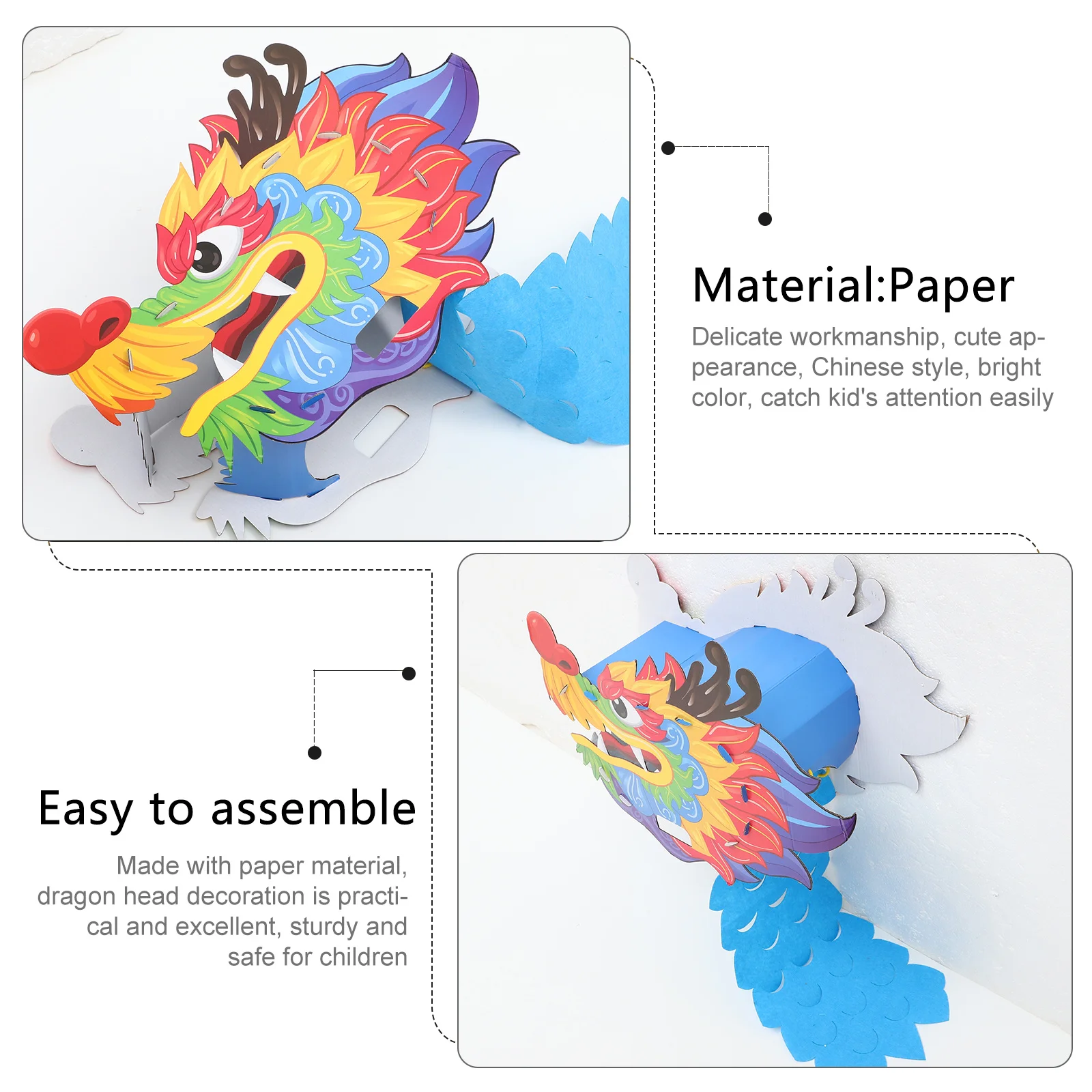 حرفة ورقية لرأس التنين يمكن ارتداؤها بنفسك للأطفال لتحسين الخيال والإبداع والتوعية الجماعية والقدرة اليدوية