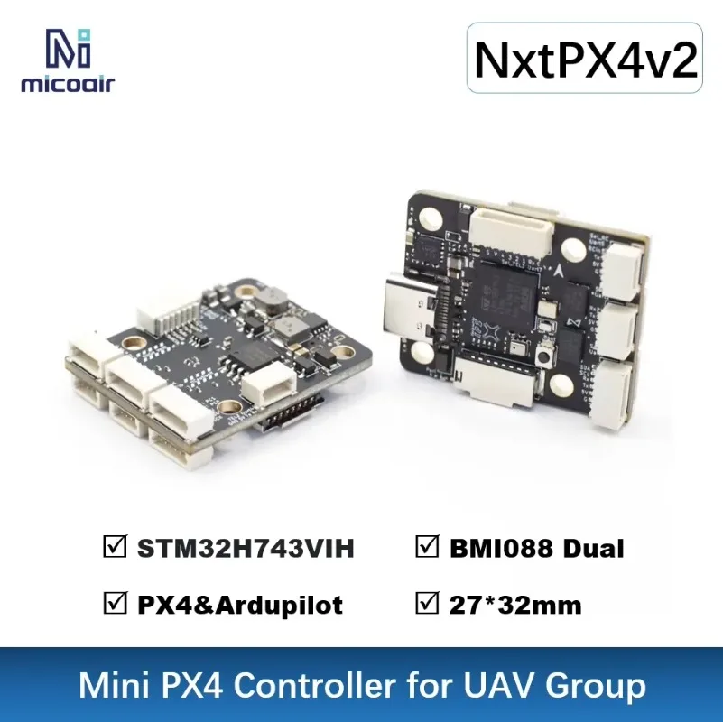 VoidFly NxtPX4v2 Open Source PX4 Flight Controller H7 Flight Controller Dual BMI088 Small Size 20*20mm Hole Distance