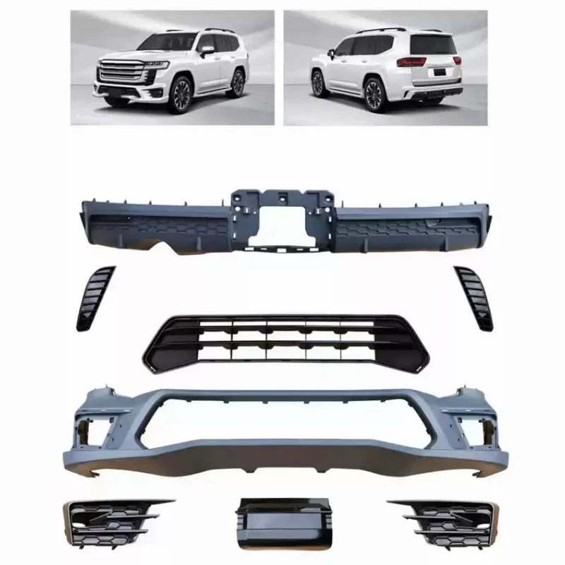 Front Shovel Rear Lip For Land Cruiser LC300 2022-2024 Modified Black White Car Body Kit PP Material