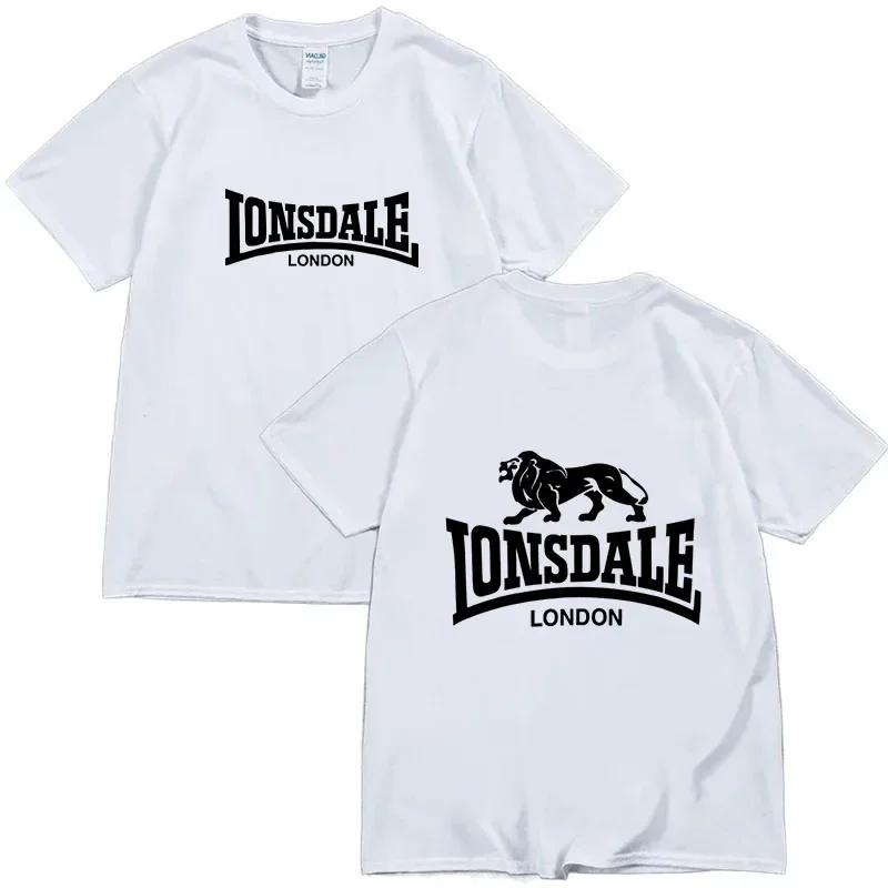 LONSDALE Funny Printed T-Shirt For Men Fashion Casual Loose Cotton Clothing Crewneck Breathable Tshirt Hip Hop Tees