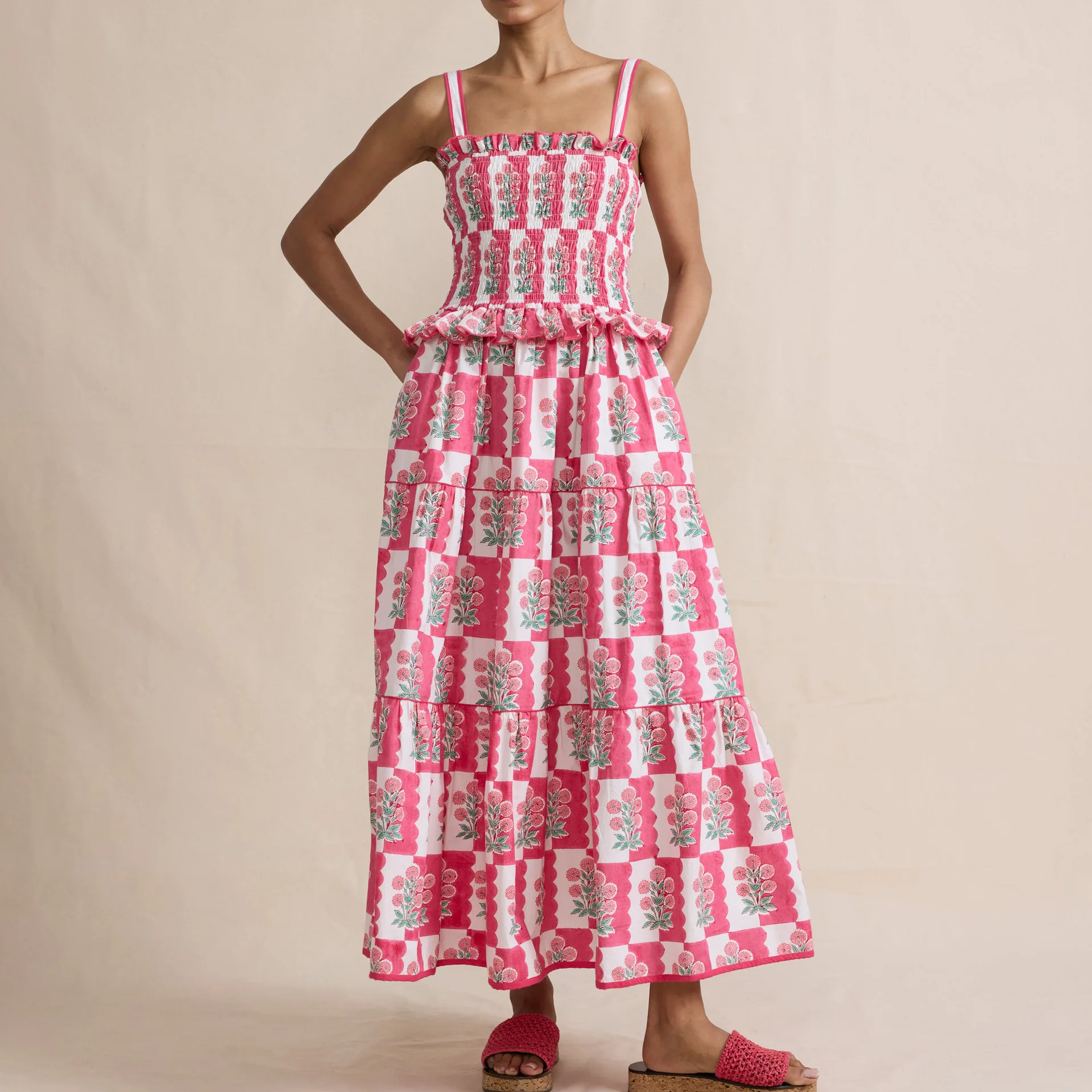 여름 Pleated 여성 프린트 드레스 스위트 스타일 캐주얼 휴일 짧은 소매 스퀘어 칼라 여성 미디 드레스 Boho Mujer Vestidos