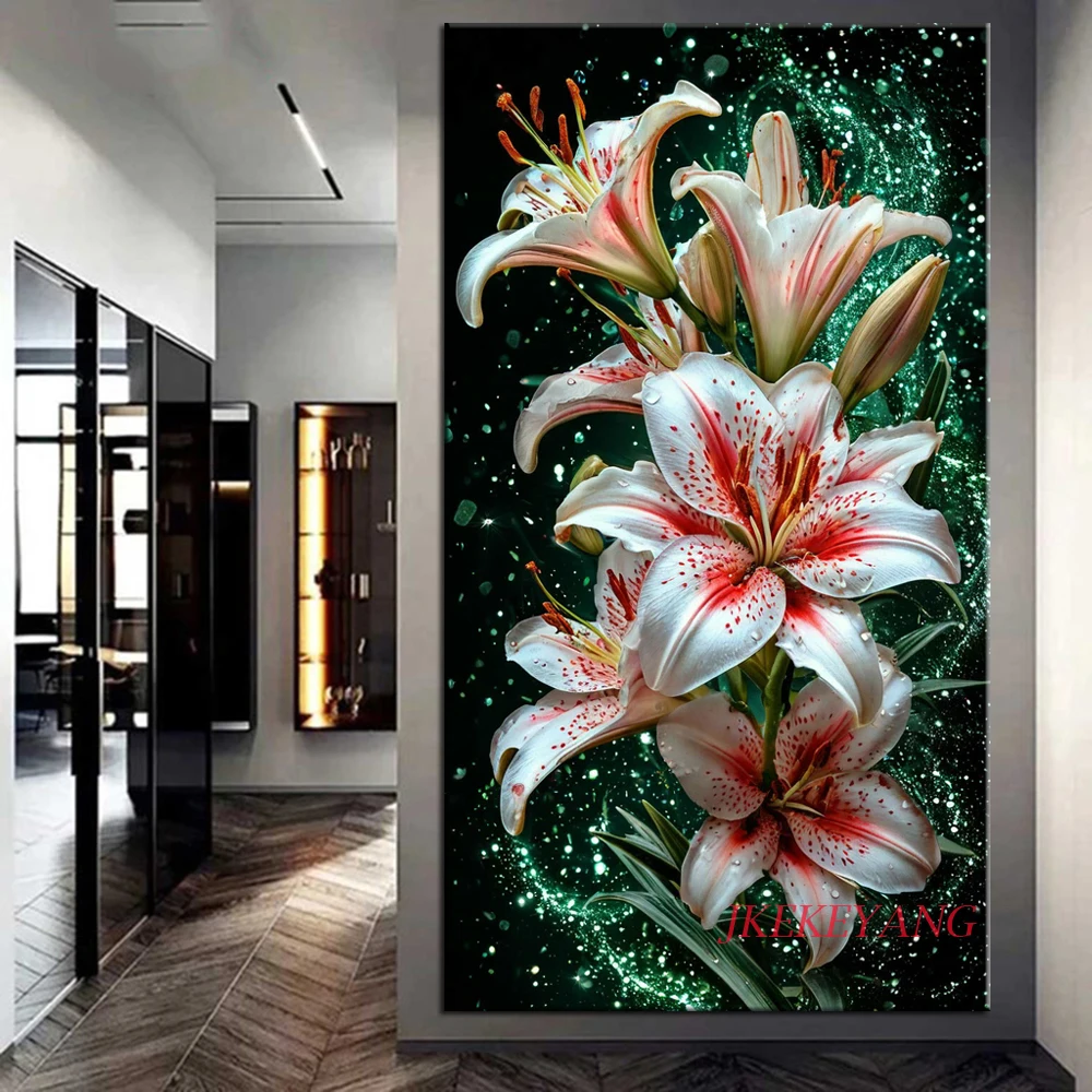 

New Arrivals 5D Diamond Painting Beautiful Lily and Peony Flowers Picture Full Drills Diamond Rhinestone Mosaic Image Embroidery