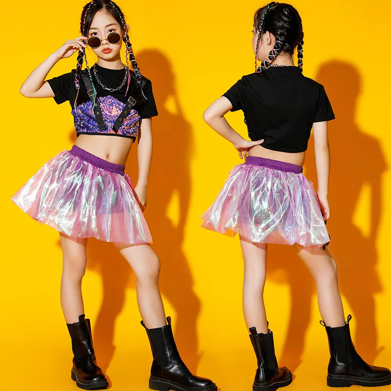 Children's Jazz Dance Costume, Summer Girls' Street Dance, Hip-hop, Fashion Show, Cheerleading Performance Costume Set