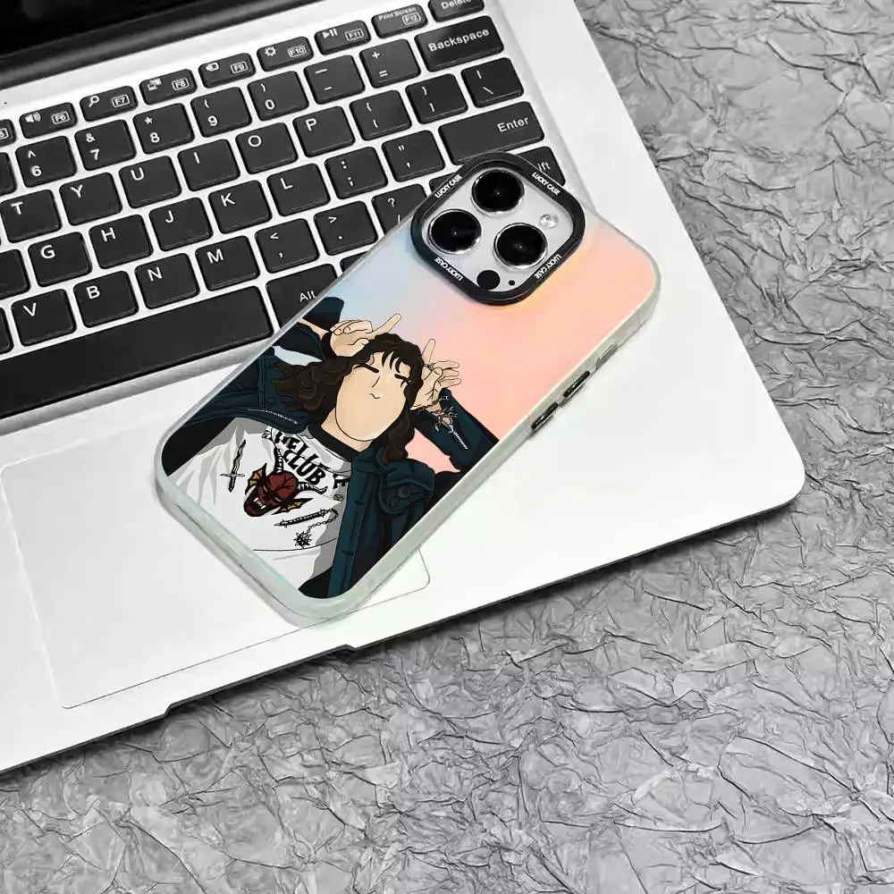 1 шт. чехол для телефона E-Eddie Munson Laser IMD Color Silver Shell для IPhone 17 16 15 14 13 12 11 Air Pro Max Plus