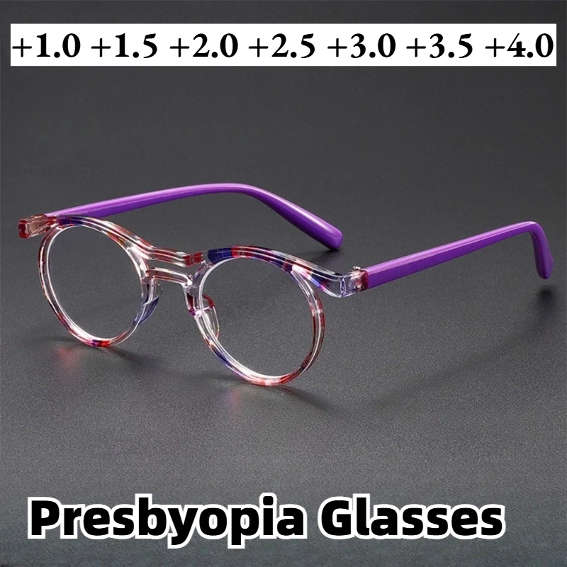 

Retro Double-Bridge Round-Frame Anti-Blue Light Reading Glasses Stylish and Comfortable Presbyopia Eyewear +1.0 To +4.0