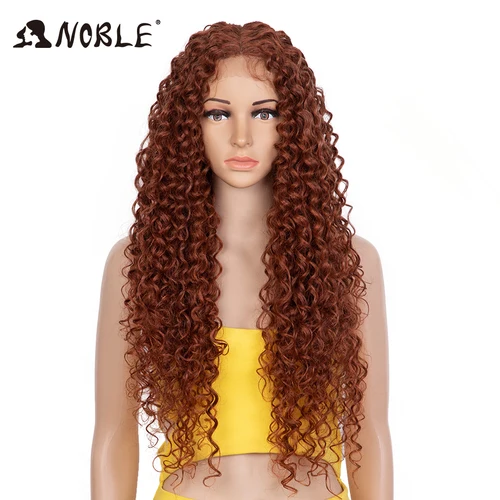 Noble-peluca sintética con malla frontal para mujer, pelo largo y rizado de 30 pulgadas, estilo Afro