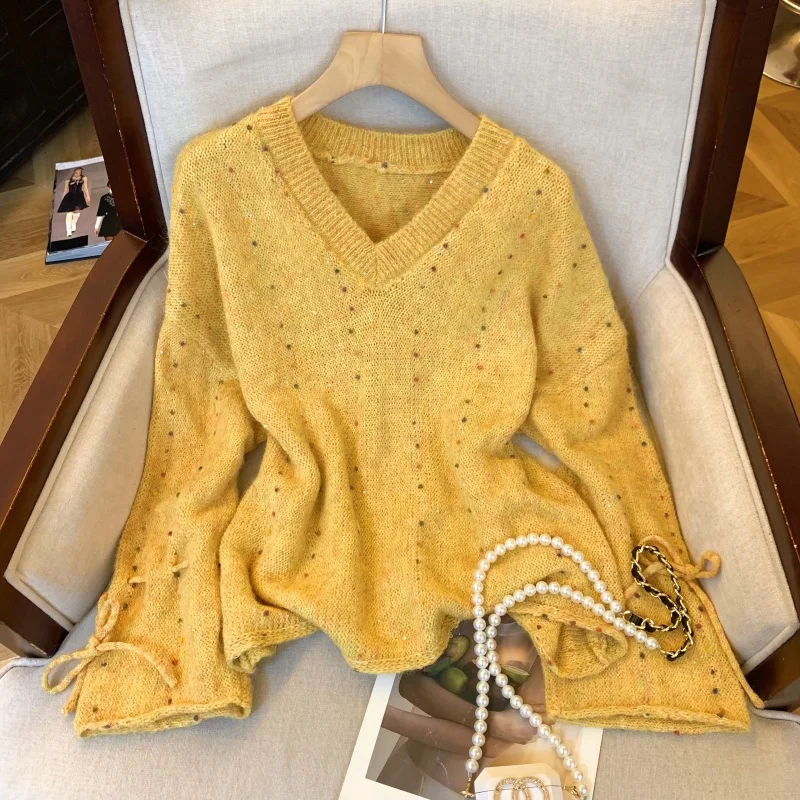 

Sweaters Jumpers Pullovers Women Oversize Embroidered Sweater Effortless Layering Daily BF Y2K Stylish Modern Commute Autumn Fit