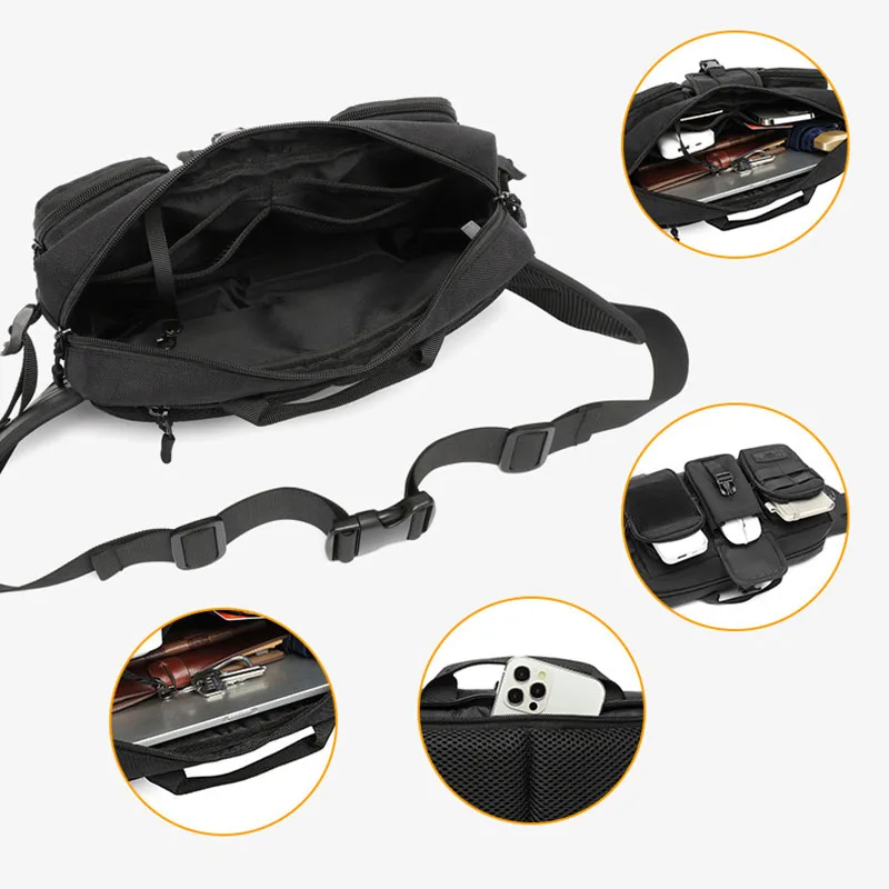 OZUKO Belt Holder Male Waterproof Shoulder Bags Men Fashion Short Trip Messenger Bag USB Charging Crossbody Bag Teenage