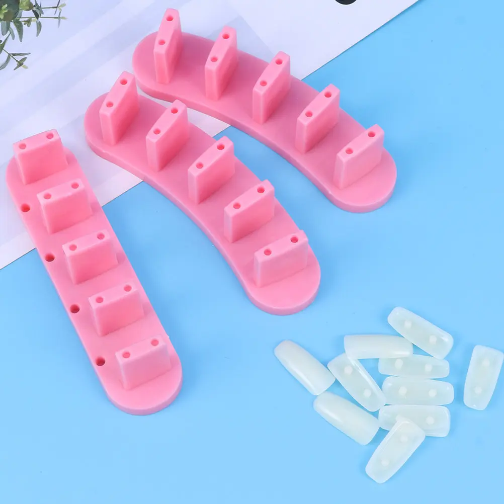 2 Boxes Nail Art Display Rack Set Durable Manicure Frame Includes Fake Nails Tips Practical Nail Practice Tool for DIY Home